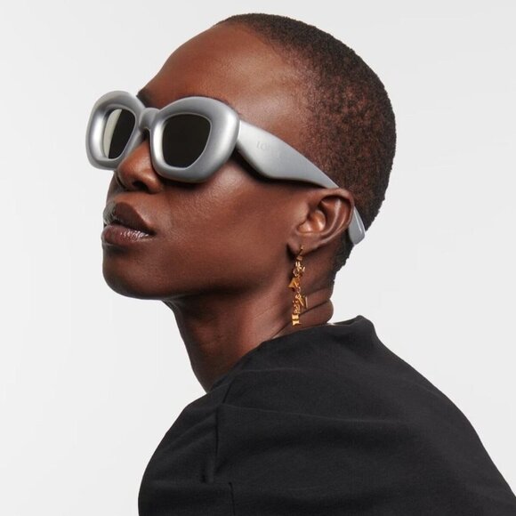 Loewe Women Sunglasses LW40117I 20C Metallized Silver Grey Smoke Mirror Cat Eye - Picture 2 of 14